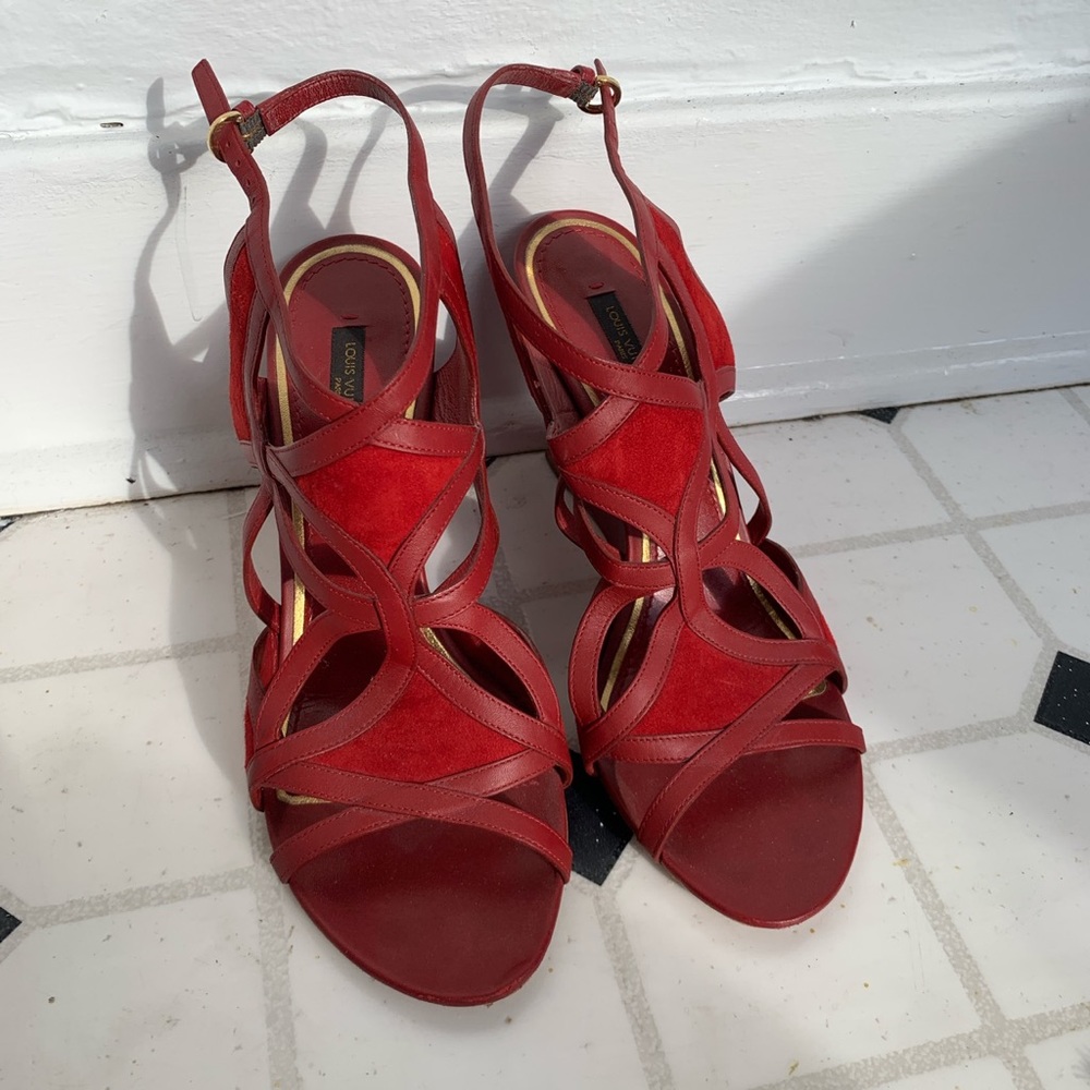 Red Louis Vuitton Wedge Heel